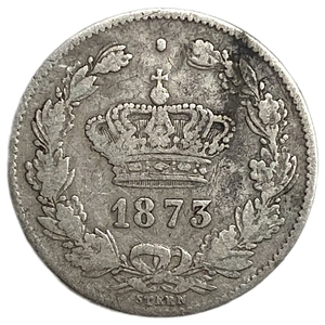 50 бани 1873 год.Кароль I.Королевство Румыния.Румыния.Серебро.