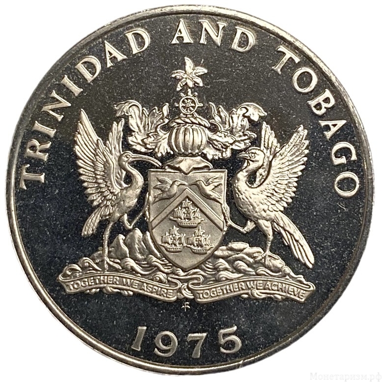1 доллар 1975 год.Краснахвостая чачалака.Птица.Тринидад и Тобаго.Proof.