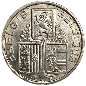 5 франков 1939 год.Лев.Леопольд III.Бельгия.
