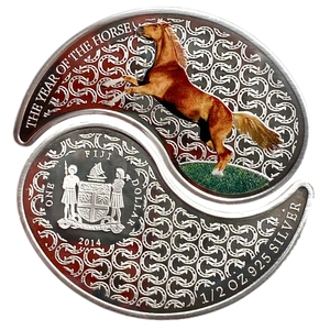 1 доллар 2014 год.Год лошади.Инь-янь.Китайский зодиак.Серебро.